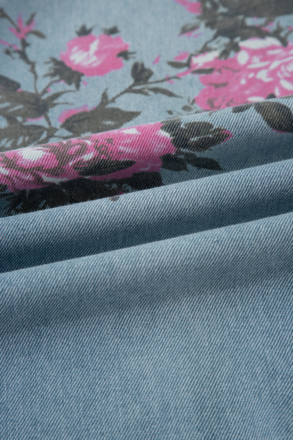 Sky Blue Garden Floral Print Bootcut Jeans